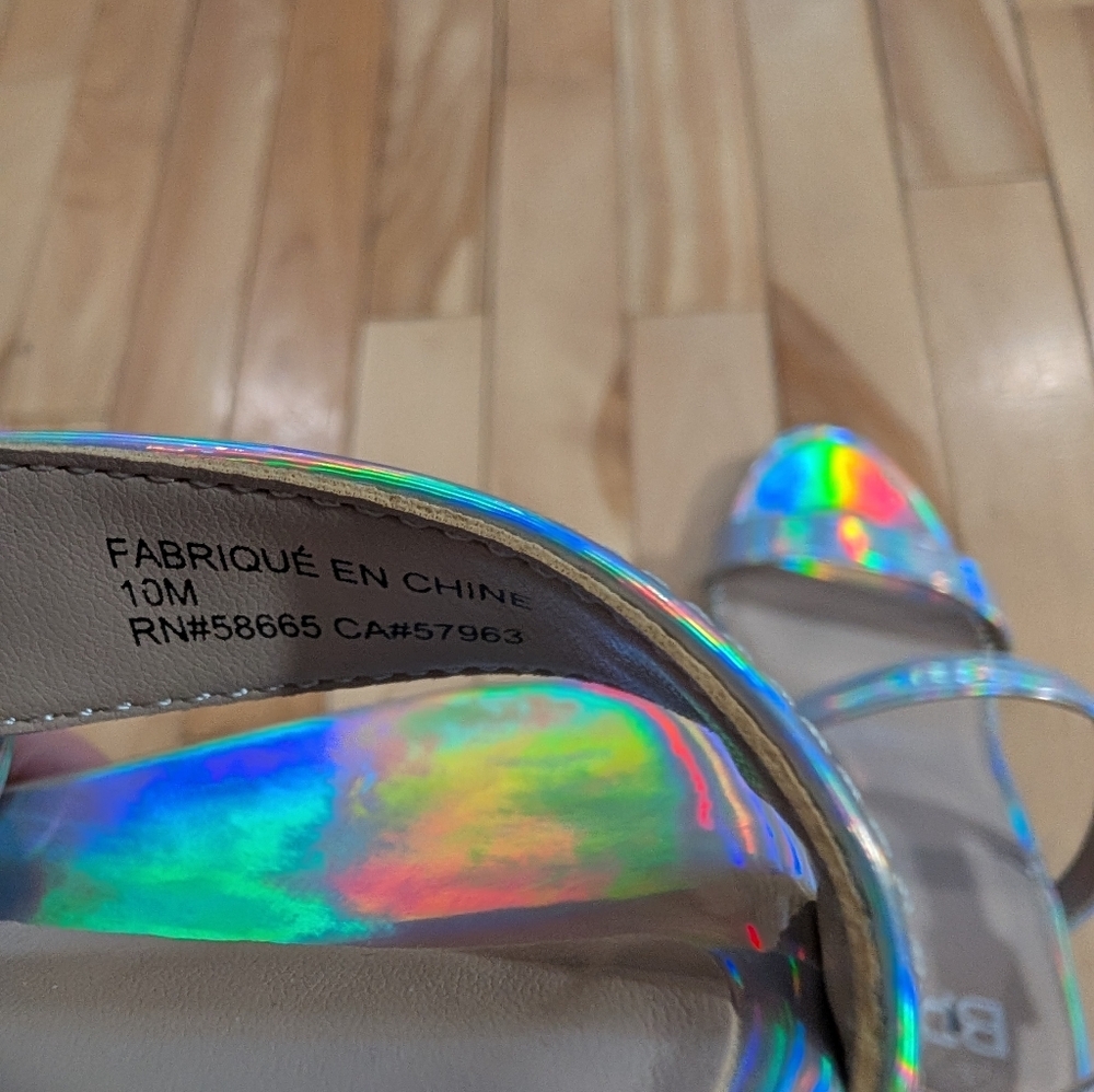 New! BP. | Lula Holographic Block Heel Sandals - Size 9 - Picture 4 of 13